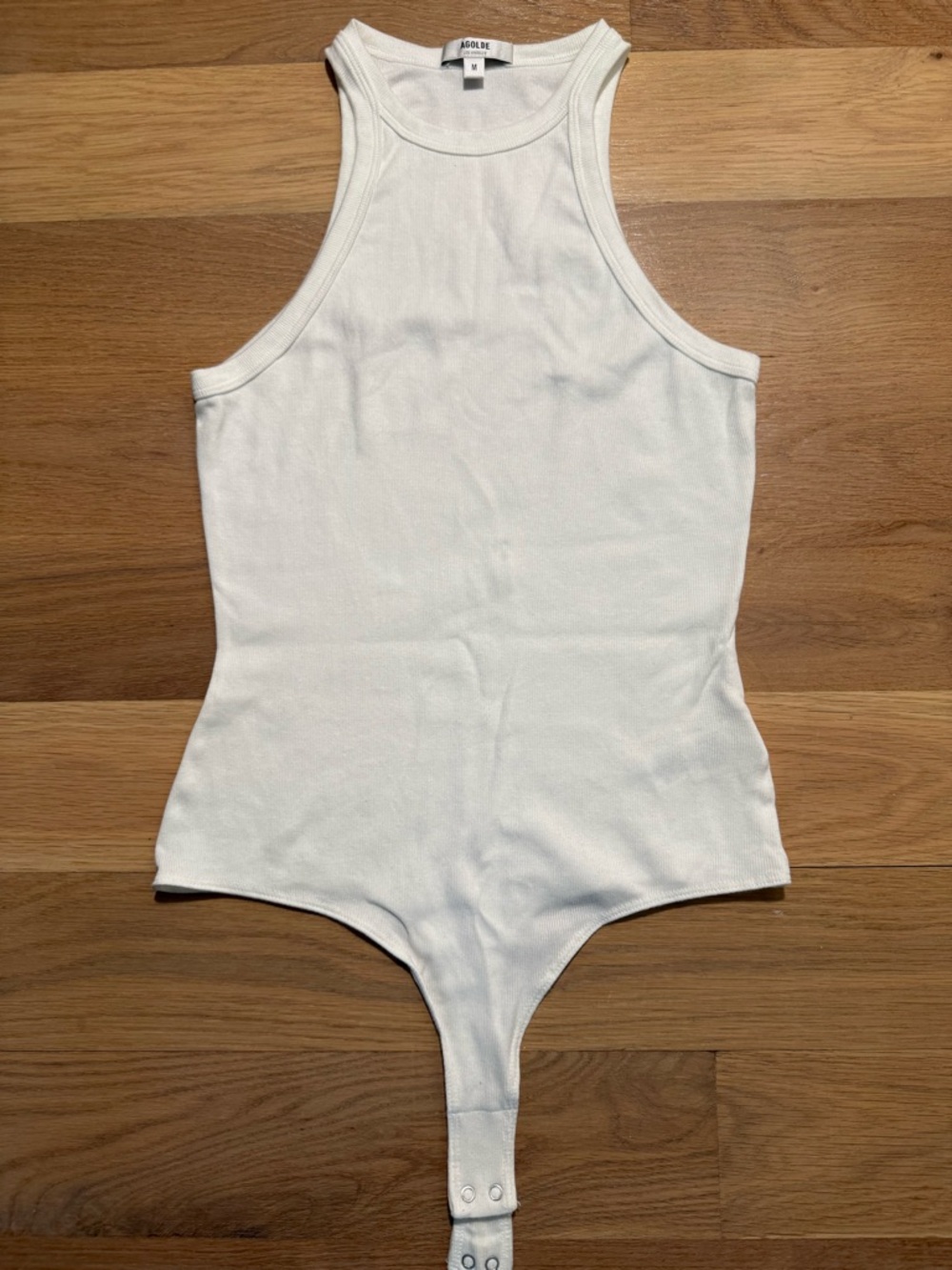 AGOLDE White Ribbed Tank Bodysuit One-Piece